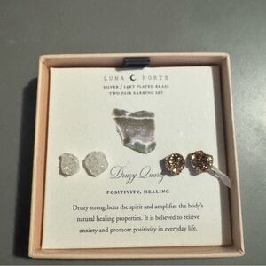 Two Pair Earring Set- Druzy Quartz